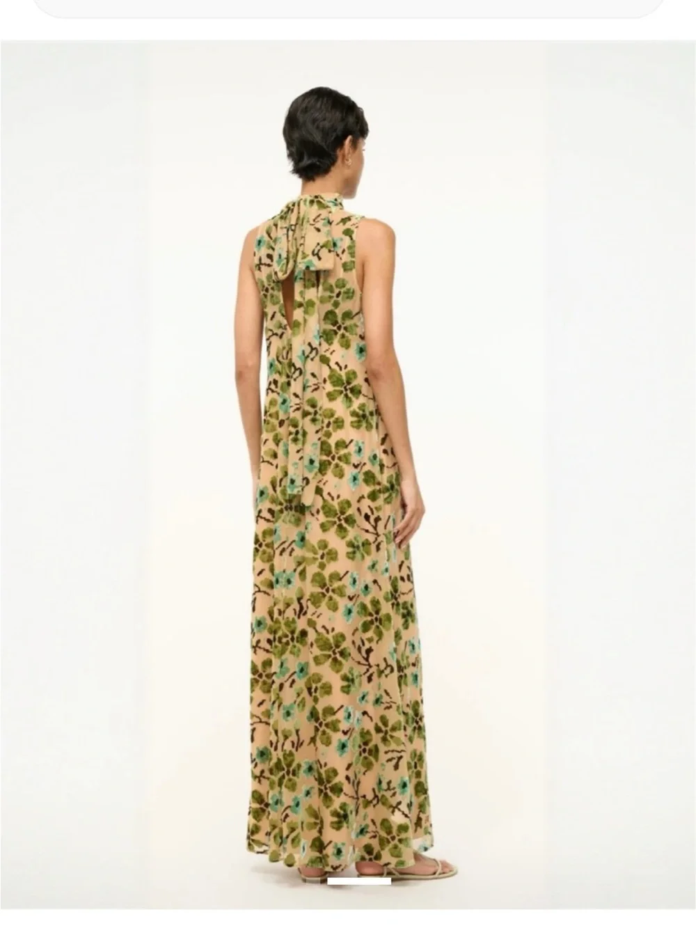 Staud Albee Sleeveless High-Neck Floral Maxi Dress in moss floral tapestry - Picture 2 of 2